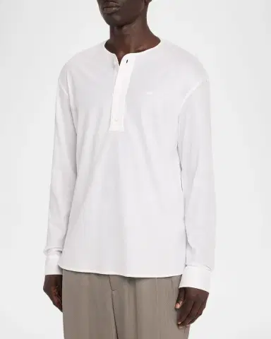 Emporio Armani Men's Cotton Ribbed Long-Sleeve Henley T-Shirt | Thumbnail 4
