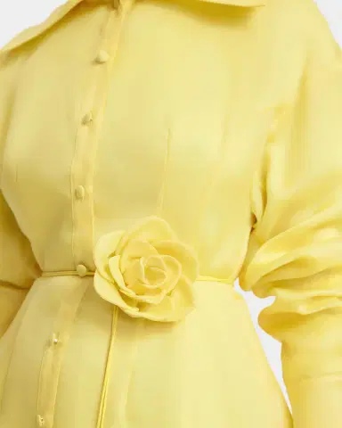 LEO LIN Josephine Tie-Waist A-Line Silk Shirt Gown | Thumbnail 5