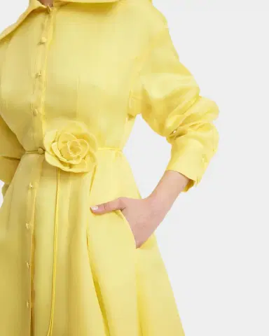 LEO LIN Josephine Tie-Waist A-Line Silk Shirt Gown | Thumbnail 7