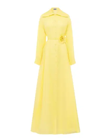 LEO LIN Josephine Tie-Waist A-Line Silk Shirt Gown | Thumbnail 1
