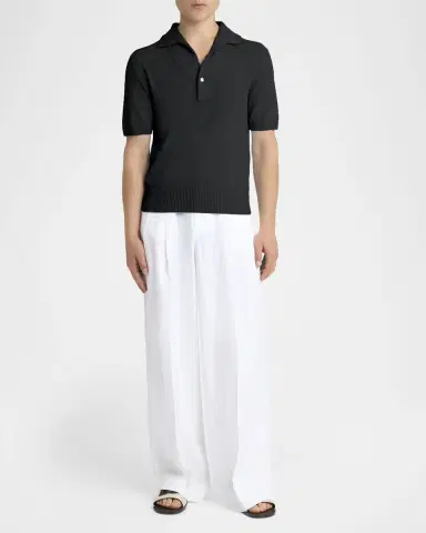 Dolce & Gabbana Men's Texture-Knit V-Neck Polo Shirt | Thumbnail 2 Dolce & Gabbana Men's Texture-Knit V-Neck Polo Shirt | Thumbnail 2