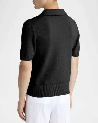 Dolce & Gabbana Men's Texture-Knit V-Neck Polo Shirt | Thumbnail 3 Dolce & Gabbana Men's Texture-Knit V-Neck Polo Shirt | Thumbnail 3