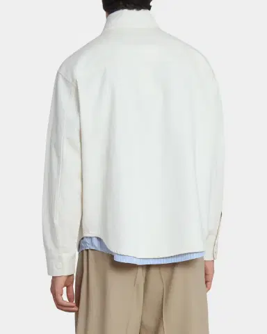 Ami Paris Men 's Crochet Ami De Coeur White Denim Overshirt | Thumbnail 3