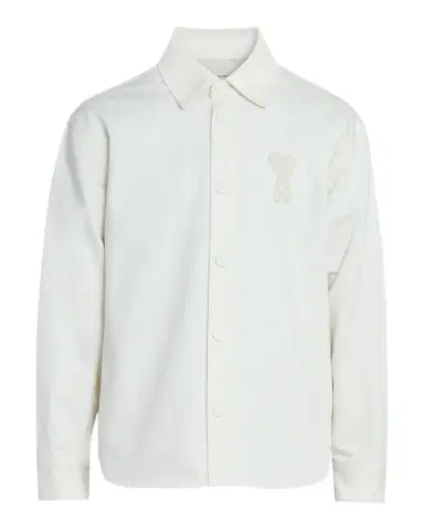 Ami Paris Men 's Crochet Ami De Coeur White Denim Overshirt | Thumbnail 1