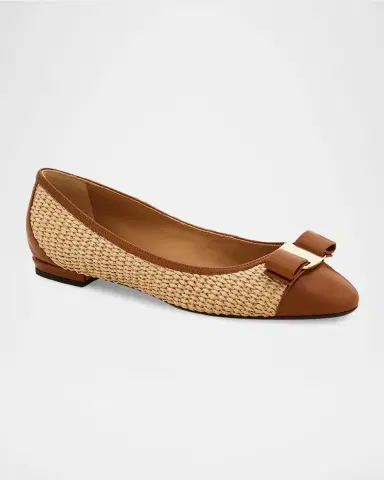 Ferragamo Varina Raffia and Leather Ballerina Flats | Thumbnail 2 Ferragamo Varina Raffia and Leather Ballerina Flats | Thumbnail 2