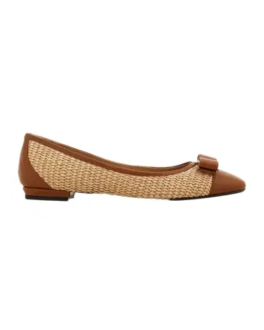 Ferragamo Varina Raffia and Leather Ballerina Flats | Thumbnail 1 Ferragamo Varina Raffia and Leather Ballerina Flats | Thumbnail 1