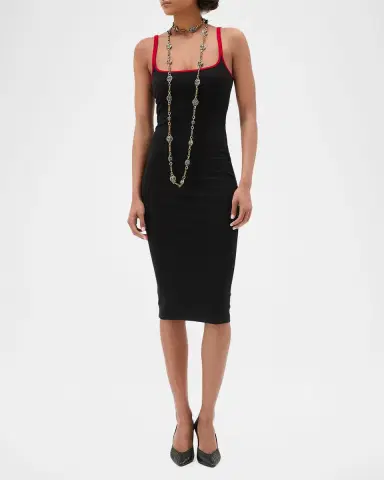 Versace Sleeveless Contrast-Trim Midi Dress | Thumbnail 2 Versace Sleeveless Contrast-Trim Midi Dress | Thumbnail 2