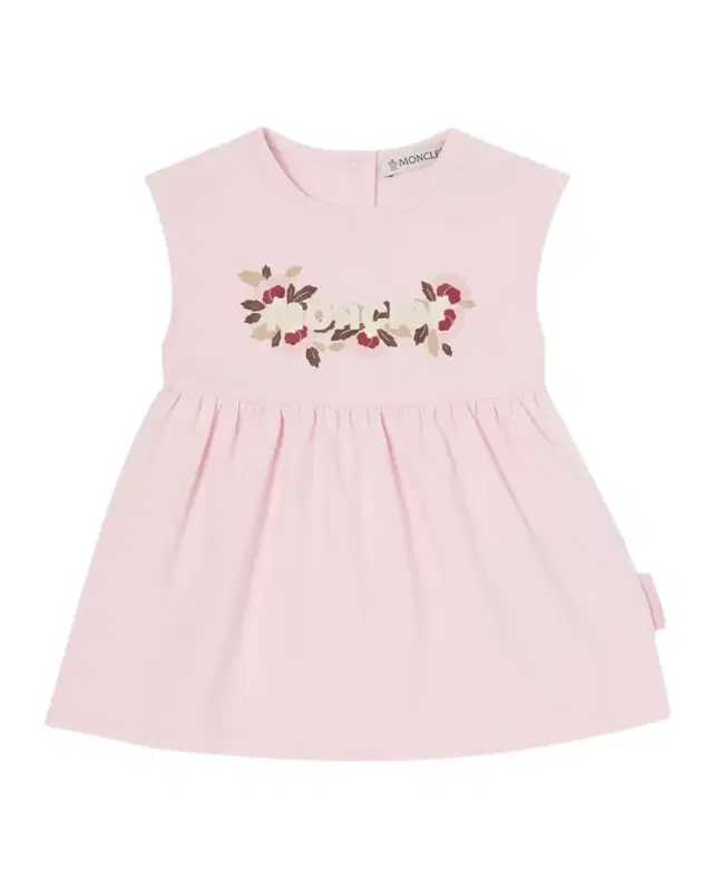 Moncler Girl 's Floral Logo Sleeveless Cotton Jersey Dress, Size 6M-3