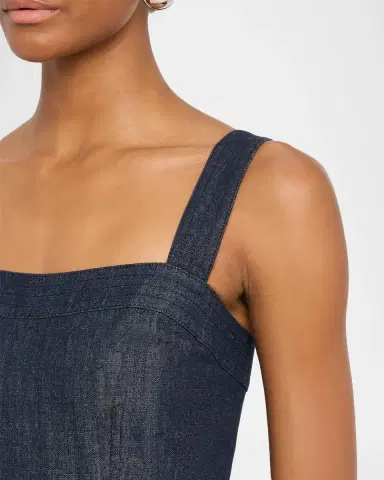 Veronica Beard Rosaura Floral-Embroidered Denim Midi Dress | Thumbnail 5