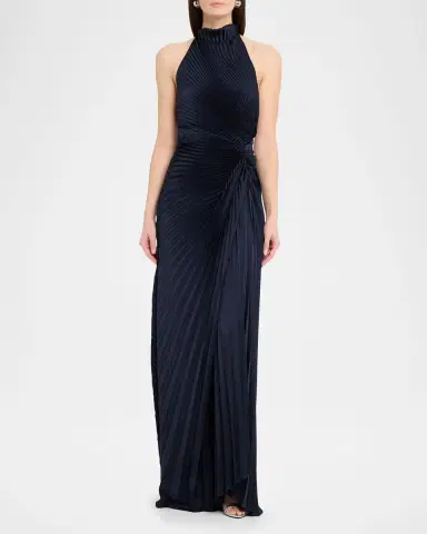 A.L.C. Romy High-Neck Pleated Satin Gown | Thumbnail 2 A.L.C. Romy High-Neck Pleated Satin Gown | Thumbnail 2