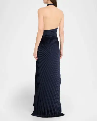 A.L.C. Romy High-Neck Pleated Satin Gown | Thumbnail 3 A.L.C. Romy High-Neck Pleated Satin Gown | Thumbnail 3