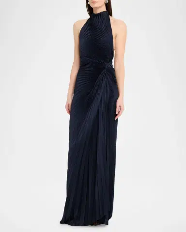 A.L.C. Romy High-Neck Pleated Satin Gown | Thumbnail 4 A.L.C. Romy High-Neck Pleated Satin Gown | Thumbnail 4