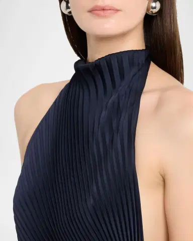 A.L.C. Romy High-Neck Pleated Satin Gown | Thumbnail 5 A.L.C. Romy High-Neck Pleated Satin Gown | Thumbnail 5