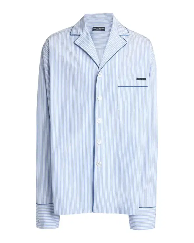 Dolce & Gabbana Men 's Cotton and Silk Stripe Button-Down Shirt with Piping