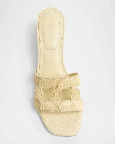 SIMKHAI Raffia Monogram Flat Slide Sandals | Thumbnail 3