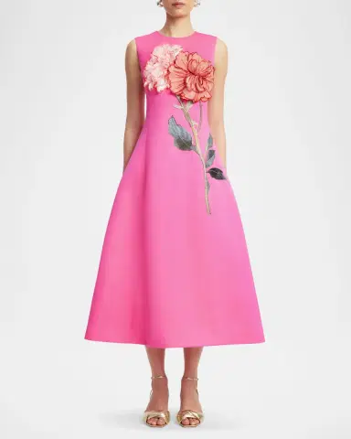 LEO LIN Cleo Sleeveless Floral Applique Midi Dress | Thumbnail 2