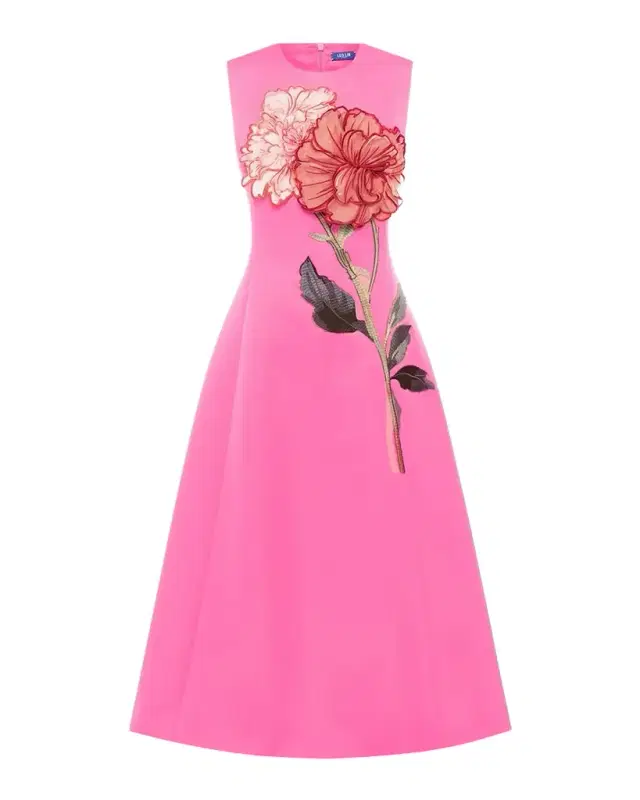 Cleo Sleeveless Floral Applique Midi Dress