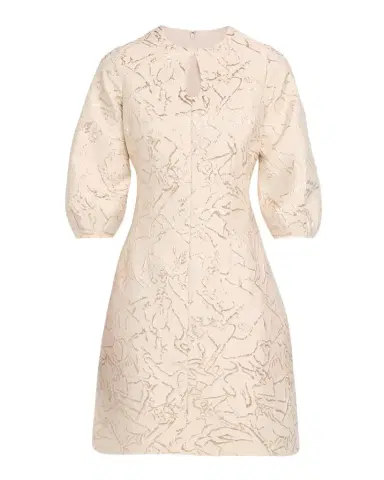 Rickie Freeman for Teri Jon Cutout Puff-Sleeve Metallic Jacquard Dress | Thumbnail 1