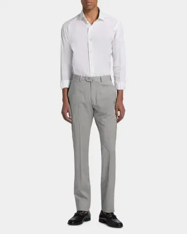 Emporio Armani Men's Wool Sharkskin Flat-Front Trousers | Thumbnail 2 Emporio Armani Men's Wool Sharkskin Flat-Front Trousers | Thumbnail 2
