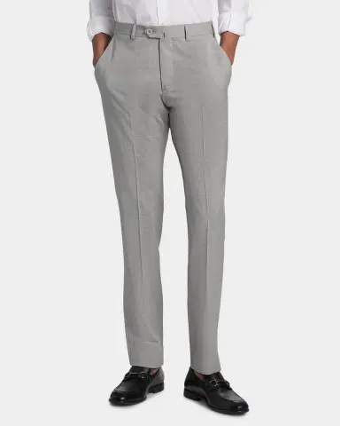 Emporio Armani Men's Wool Sharkskin Flat-Front Trousers | Thumbnail 4 Emporio Armani Men's Wool Sharkskin Flat-Front Trousers | Thumbnail 4