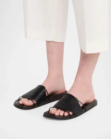 The Row Vivienne Flat Leather Slide Sandals | Thumbnail 2