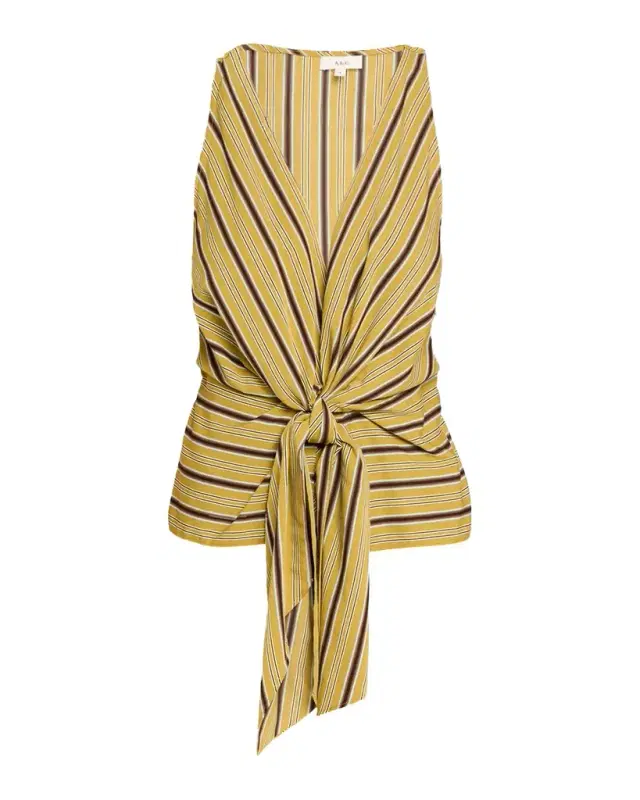 Elle Stripe Sleeveless Tie-Front Top