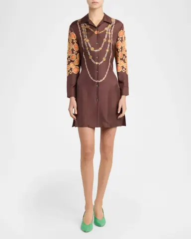 Versace Printed Silk Twill Mini Shirtdress | Thumbnail 2