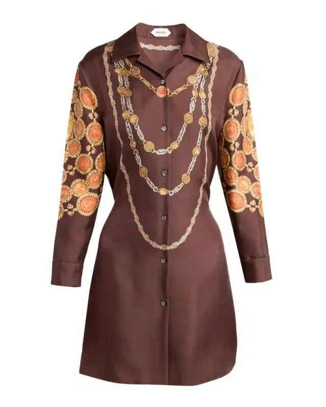 Versace Printed Silk Twill Mini Shirtdress