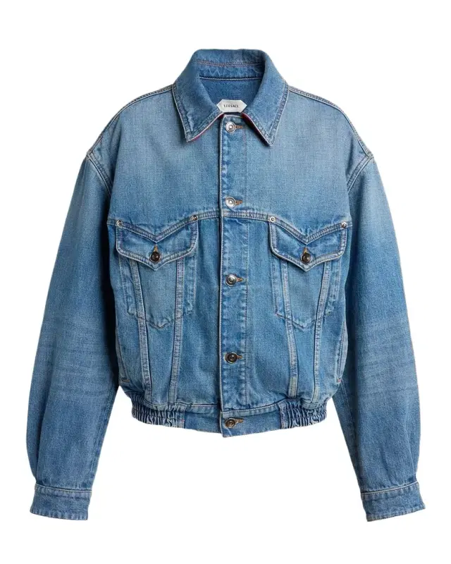 Versace Blouson Leather-Lined Denim Jacket