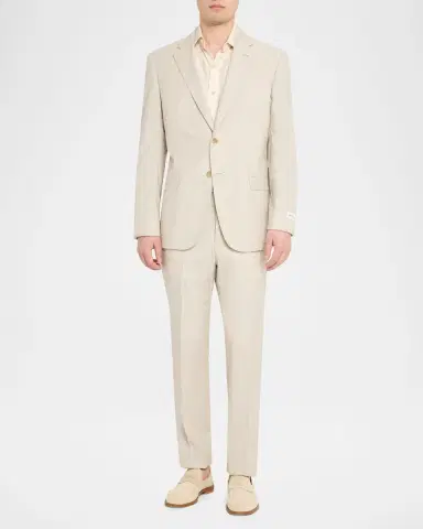 Emporio Armani Men's Wool, Cotton and Silk Sharkskin Two-Piece Suit | Thumbnail 2 Emporio Armani Men's Wool, Cotton and Silk Sharkskin Two-Piece Suit | Thumbnail 2