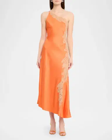 A.L.C. Lou Lace-Embroidered One-Shoulder Slip Dress | Thumbnail 2 A.L.C. Lou Lace-Embroidered One-Shoulder Slip Dress | Thumbnail 2