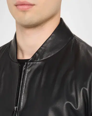 Emporio Armani Men's Oversized-Pocket Leather Bomber Jacket | Thumbnail 5
