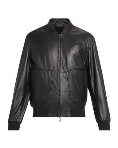 Emporio Armani Men's Oversized-Pocket Leather Bomber Jacket | Thumbnail 1