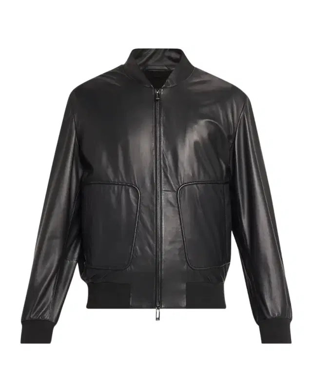 Emporio Armani Men's Oversized-Pocket Leather Bomber Jacket