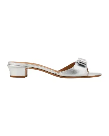 Ferragamo Vanilla Metallic Leather Bow Mules | Thumbnail 1 Ferragamo Vanilla Metallic Leather Bow Mules | Thumbnail 1
