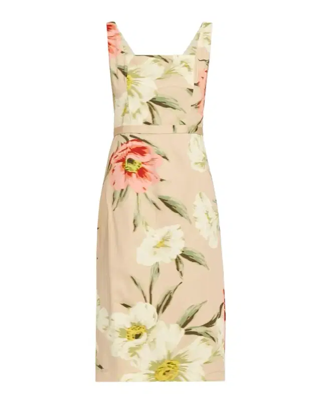 Ungaro Cyra Floral-Print Stretch Cotton Midi Sheath Dress