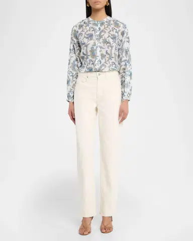 Veronica Beard Soleil Paisley-Print Ramie Blouse | Thumbnail 2