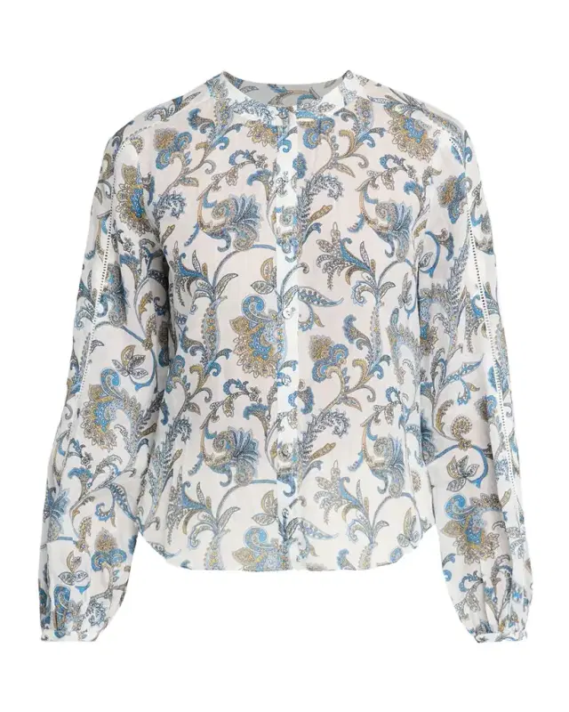Soleil Paisley-Print Ramie Blouse