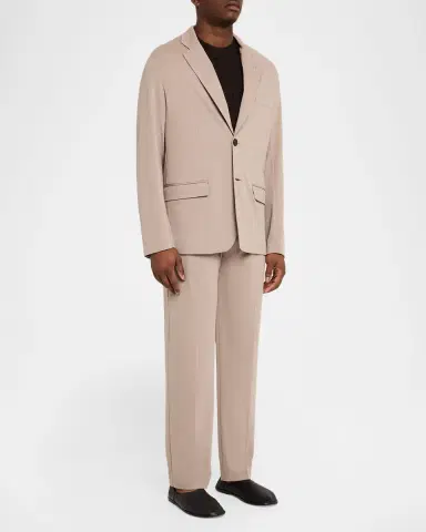 Emporio Armani Men's Micro-Jacquard Flat-Front Trousers | Thumbnail 2 Emporio Armani Men's Micro-Jacquard Flat-Front Trousers | Thumbnail 2