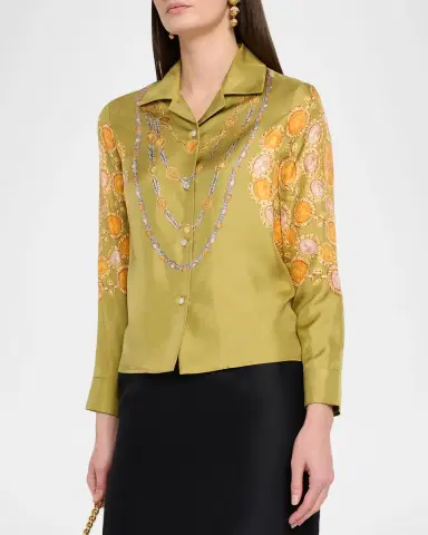 Versace Printed Silk Twill Shirt | Thumbnail 4