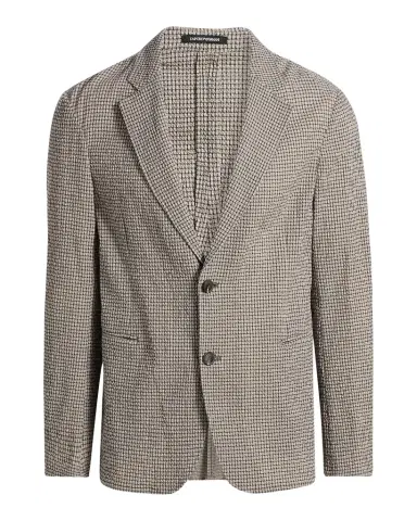 Emporio Armani Men's Check Seersucker Micro-Check Blazer | Thumbnail 1 Emporio Armani Men's Check Seersucker Micro-Check Blazer | Thumbnail 1