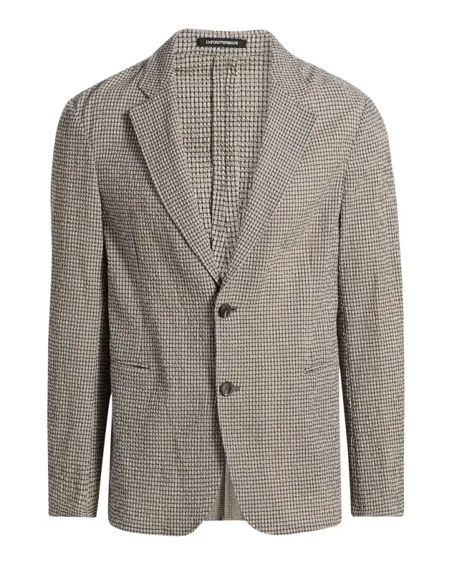 Emporio Armani Men's Check Seersucker Micro-Check Blazer