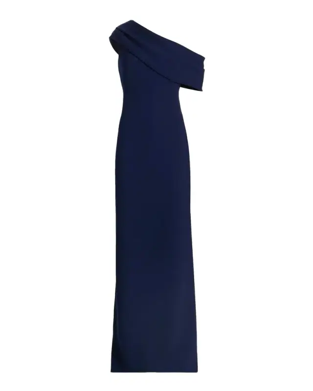 Amsale Draped One-Shoulder Gown