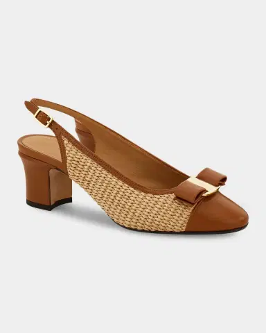 Ferragamo 55mm Vetty Raffia and Leather Slingback Pumps | Thumbnail 2 Ferragamo 55mm Vetty Raffia and Leather Slingback Pumps | Thumbnail 2
