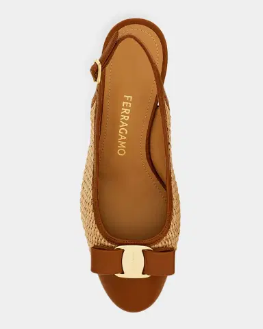 Ferragamo 55mm Vetty Raffia and Leather Slingback Pumps | Thumbnail 4 Ferragamo 55mm Vetty Raffia and Leather Slingback Pumps | Thumbnail 4