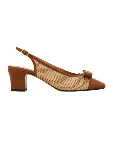 Ferragamo 55mm Vetty Raffia and Leather Slingback Pumps | Thumbnail 1 Ferragamo 55mm Vetty Raffia and Leather Slingback Pumps | Thumbnail 1
