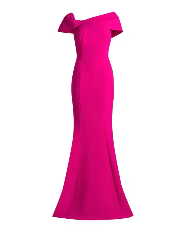 Rickie Freeman for Teri Jon Off-Shoulder Stretch Crepe Mermaid Gown