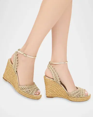 Aquazzura 105mm Kahlo Metallic Espadrille Wedge Sandals | Thumbnail 2 Aquazzura 105mm Kahlo Metallic Espadrille Wedge Sandals | Thumbnail 2