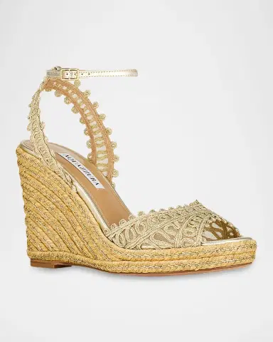 Aquazzura 105mm Kahlo Metallic Espadrille Wedge Sandals | Thumbnail 3 Aquazzura 105mm Kahlo Metallic Espadrille Wedge Sandals | Thumbnail 3