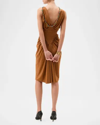 Versace Draped Silk-Satin Midi Dress | Thumbnail 3 Versace Draped Silk-Satin Midi Dress | Thumbnail 3